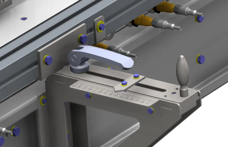 Manual adjustment lever on a CMWTEC machine