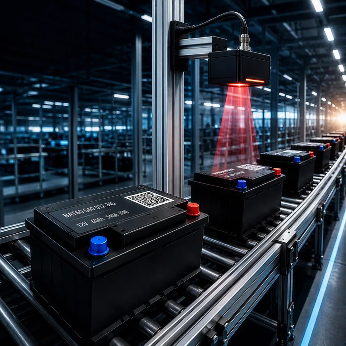 Batteries on a production conveyor